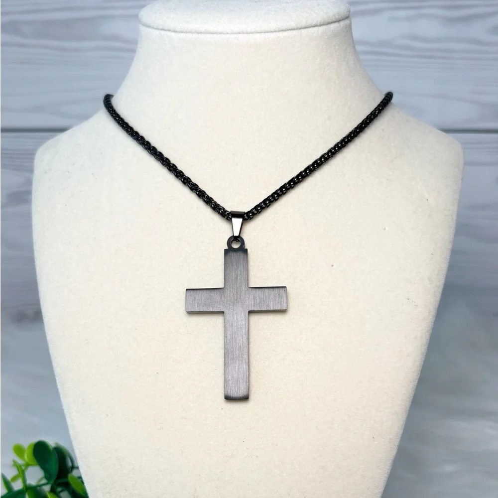 Black and Red Baseball Cross Necklace‎